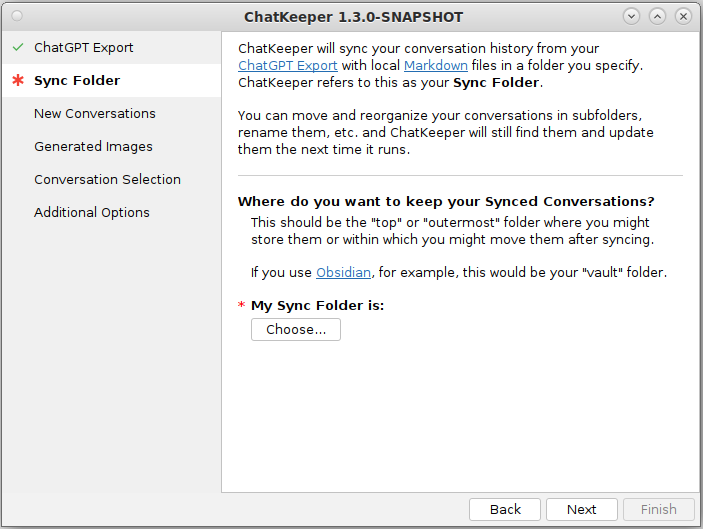 Specifying where ChatKeeper should save the markdown files it creates (the second unnamed CLI parameter)